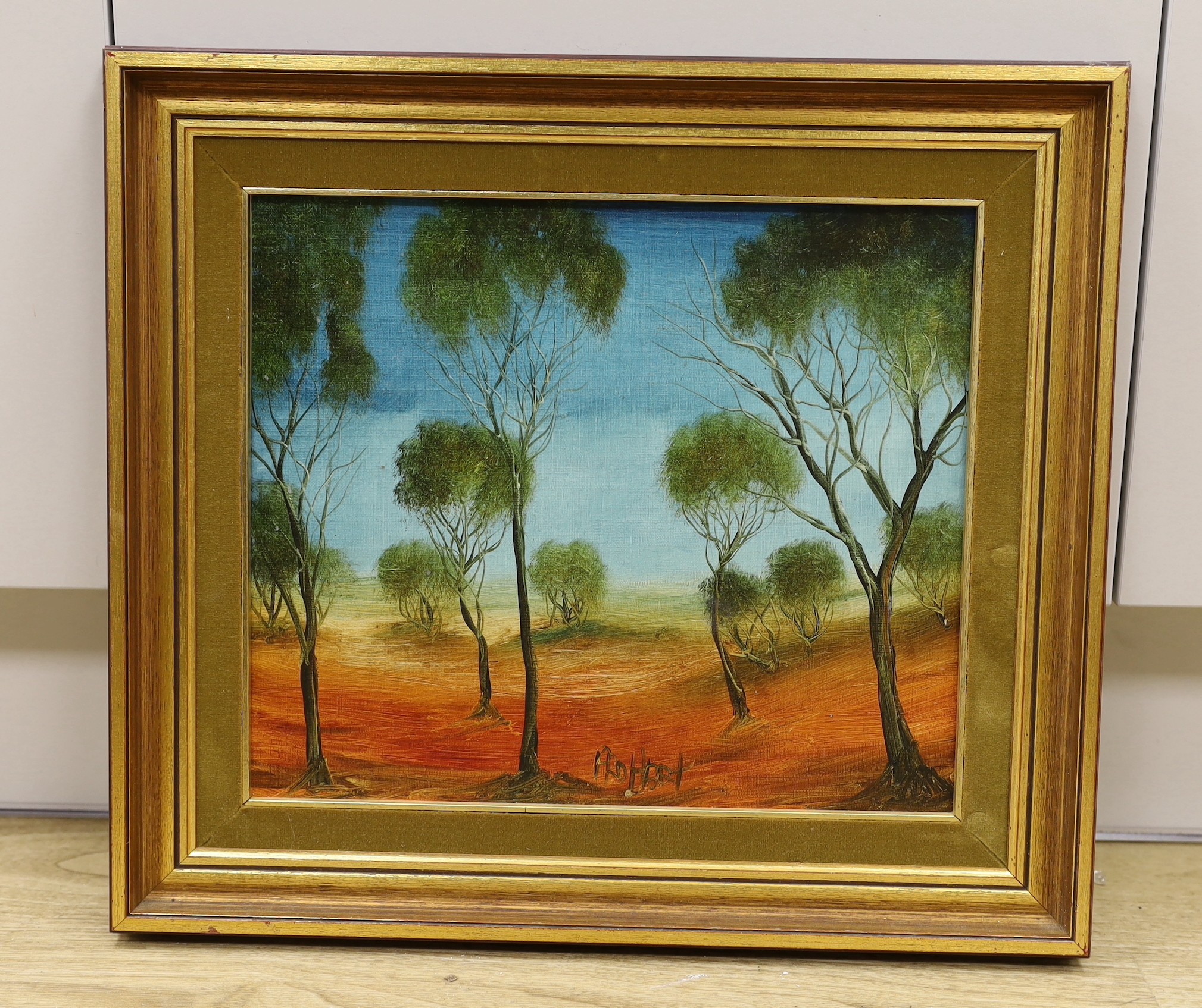 Kevin Charles (Pro) Hart (Australian, 1928-2006), oil on canvas board, Trees in a landscape, signed, 30 x 35cm